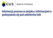 Informacja prasowa w związku z informacjami podszywania się pod ankieterów GUS