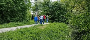 policjanci podczas zwiedzania Centrum Dowodzenia Twierdza Przemyśl